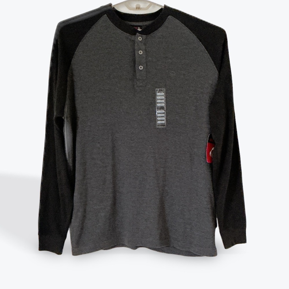 NWT Wolverine Mens XL Waffle Knit Thermal Henley Gray Black Rykker W1203780-003